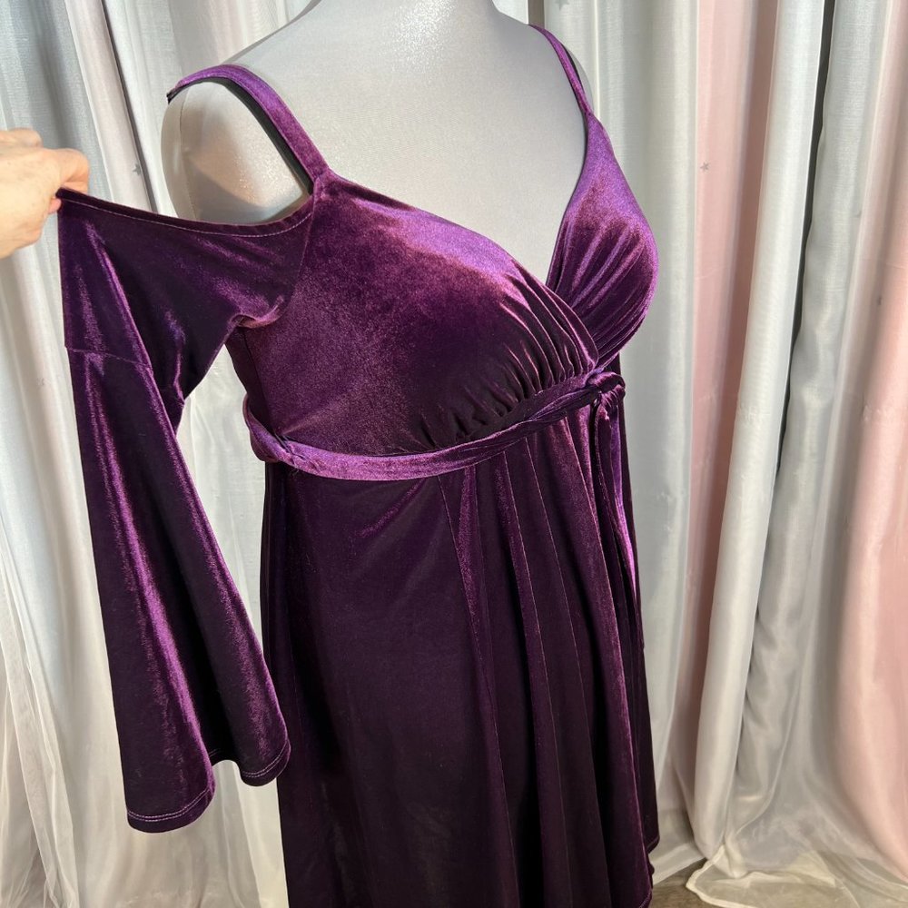 torrid Purple Velvet Cold-Shoulder Maxi Dress
